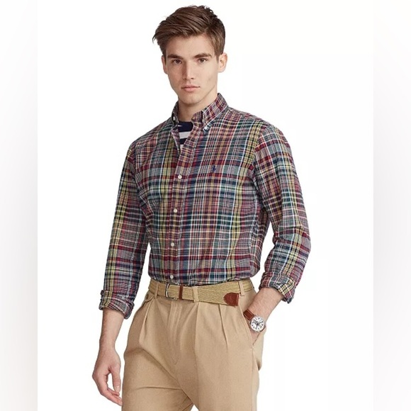 Ralph Lauren Classic Fit Long Sleeve Button Down Plaid Shirt - Picture 1 of 9